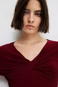 Рубашка с перекрученной деталью H&M, красный