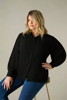 Рубашка с плиссированными рукавами Live Unlimited, черный