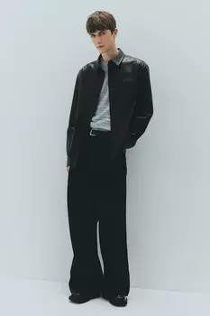 Рубашка с покрытием, стандартного кроя H&M, черный