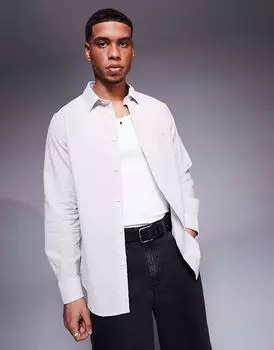 Рубашка с полосатым логотипом Armani Exchange белого и бежевого цветов