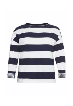 Рубашка с полосками и вырезом «лодочка» Sheego, морской