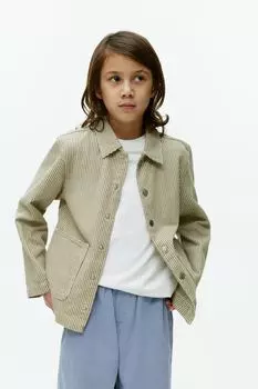 Рубашка с полосками из гикори H&M, хаки