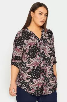 Рубашка с полупланкой и принтом пейсли Evans, черный