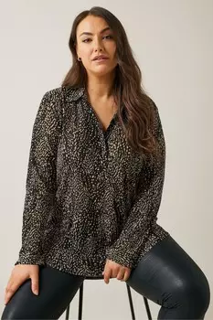 Рубашка с полузастежкой из натурального материала Evans, черный