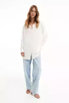Рубашка с поясом и галстуком H&M, бежевый