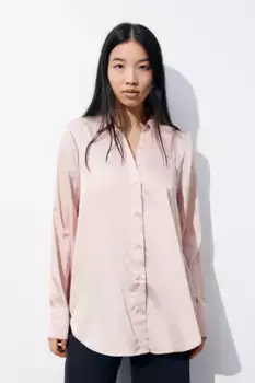 Рубашка с поясом и галстуком H&M, розовый