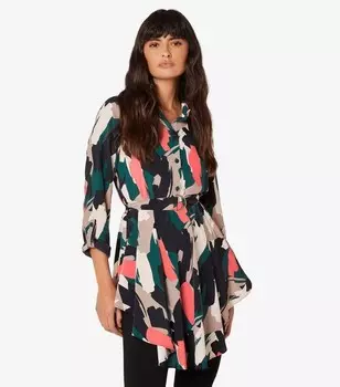 Рубашка с поясом и контрастным краем Apricot, зеленый