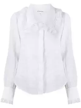 Рубашка с потайной застежкой и кружевом FRAME, белый