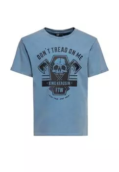 Рубашка с принтом Acid-Wash Don't Tread On Me KING KEROSIN, синий