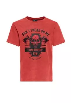 Рубашка с принтом Acid-Wash Don't Tread On Me KING KEROSIN, красный