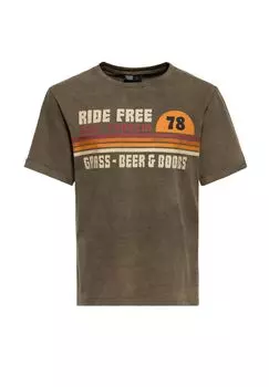 Рубашка с принтом Acid Washed Grass, Beer & Boobs KING KEROSIN, цвет Olivgrn