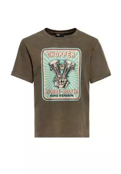 Рубашка с принтом Acid Washed No Ride No Life KING KEROSIN, цвет Olivgrn