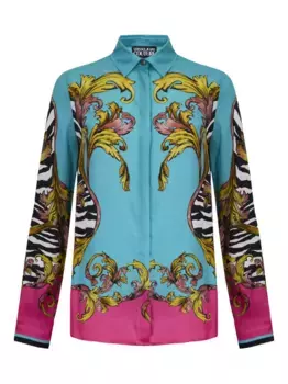 Рубашка с принтом Baroque Versace Jeans Couture, синий