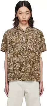 Рубашка с принтом «батик» BEAMS PLUS, коричневый