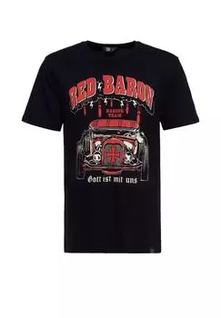 Рубашка с принтом «Бог с нами» принт спереди KING KEROSIN, черный