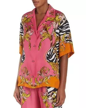 Рубашка с принтом Camicia Versace Jeans Couture, розовый