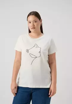 Рубашка с принтом CARCILLE LADY ONLY Carmakoma, цвет Cloud Dancer