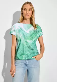 Рубашка с принтом Cecil и вырезом-лодочкой, зеленый