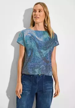 Рубашка с принтом Cecil и вырезом-лодочкой, синий