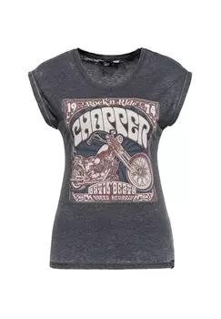 Рубашка с принтом Enzyme Wash Chopper 1974 Queen Kerosin, черный