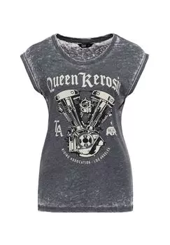 Рубашка с принтом Enzyme Wash Riding Association Queen Kerosin, серый