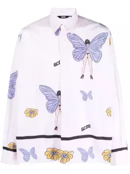 Рубашка с принтом GCDS, розовый