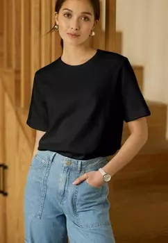 Рубашка с принтом HEAVYWEIGHT SHORT SLEEVE CREW NECK Next, черный