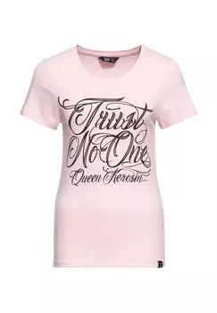 Рубашка с принтом и эффектным принтом спереди Trust No One Queen Kerosin, розовый