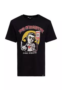 Рубашка с принтом и изображением вампира в стиле комиксов «Ты моя группа крови» KING KEROSIN, черный