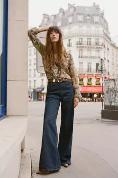Рубашка с принтом и металлической нитью ZARA, разноцветный