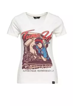 Рубашка с принтом и модным V-образным вырезом Tune Up Queen Kerosin, кремовый