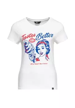 Рубашка с принтом и надписью «Comic Art 50-х годов Tastes Better» QUEEN KEROSIN, белый