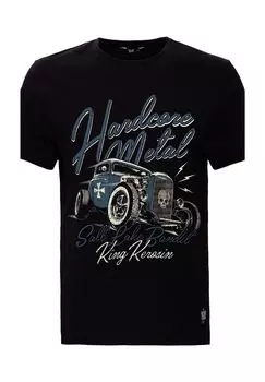 Рубашка с принтом и ретро-принтом в стиле хардкор-метал KING KEROSIN, черный