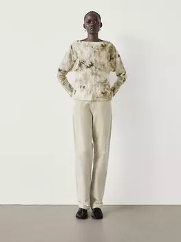 Рубашка с принтом и струящейся тканью Massimo Dutti, коричневый