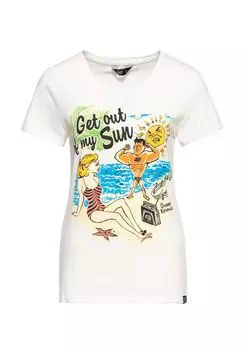 Рубашка с принтом и винтажным мотивом Get Out Of My Sun Queen Kerosin, кремовый