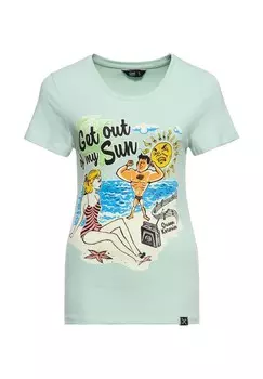 Рубашка с принтом и винтажным мотивом Get Out Of My Sun QUEEN KEROSIN, мятный