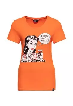 Рубашка с принтом и винтажным мотивом I Drink To Make You Pretty Queen Kerosin, оранжевый