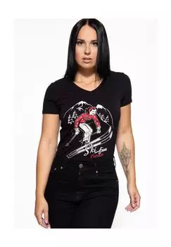 Рубашка с принтом и винтажным принтом Ski Fun Queen Kerosin, черный