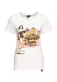 Рубашка с принтом и винтажным принтом спереди в стиле пин-ап Man Hunter QUEEN KEROSIN, белый