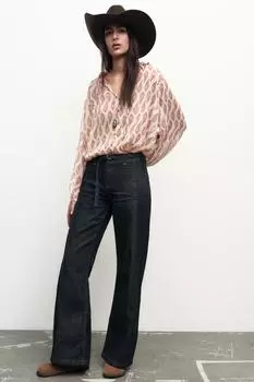 Рубашка с принтом из металлической нити ZARA, разноцветный