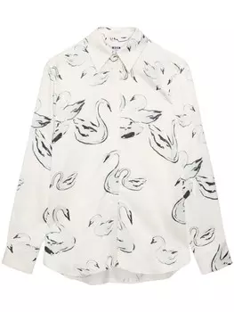 Рубашка с принтом лебедя MSGM, белый