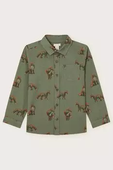 Рубашка с принтом лисы Monsoon, зеленый