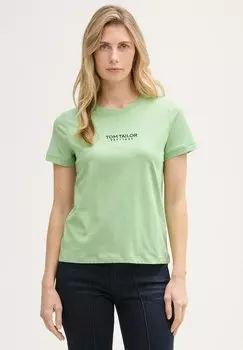 Рубашка с принтом LOGO EMBROIDERY TOM TAILOR, зеленый