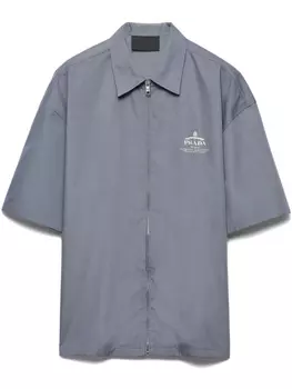 Рубашка с принтом логотипа Prada, серый