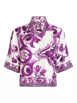 Рубашка с принтом Majolica DOLCE & GABBANA, фиолетовый
