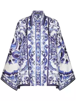 Рубашка с принтом Majolica DOLCE & GABBANA, синий