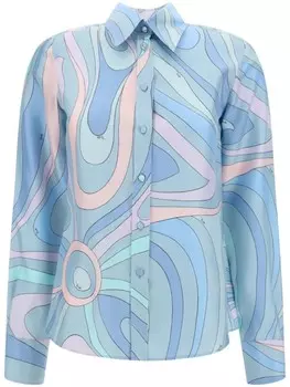 Рубашка с принтом «мармо» от PUCCI, синий
