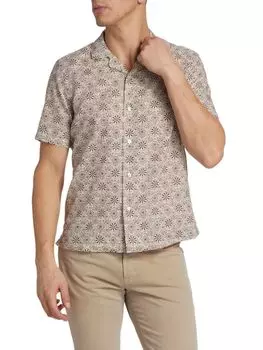 Рубашка с принтом медальонов Saks Fifth Avenue, цвет Beige Brown