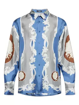 Рубашка с принтом «Медуза Камея» Versace, синий