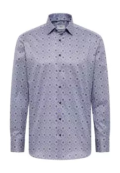 Рубашка с принтом MODERN FIT ETERNA, синий